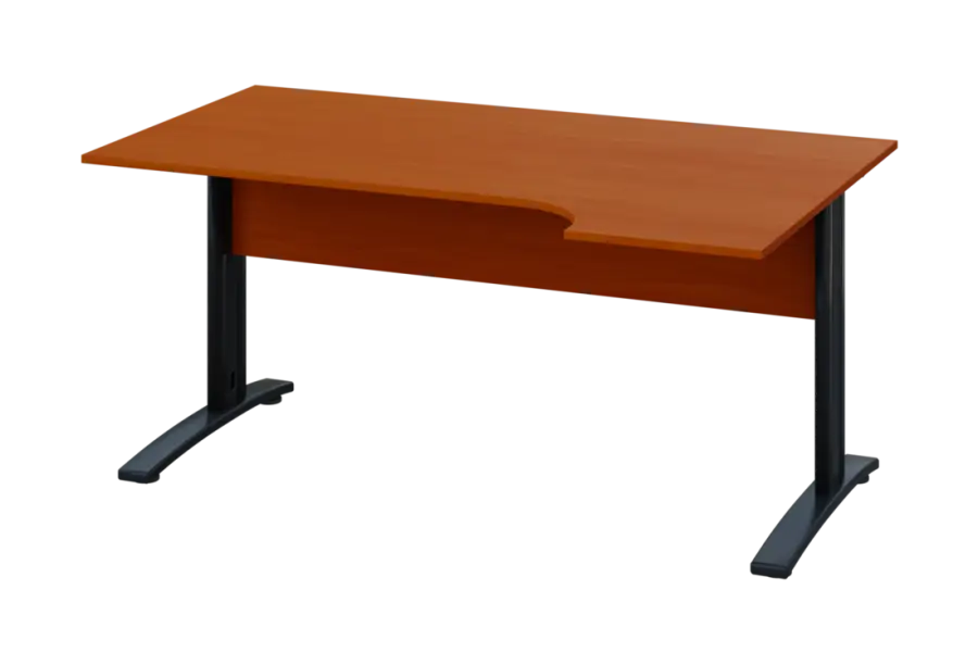 ERK 18 - 164 stůl kancelářský, rohový, pravý, kovová podnož černá, deska 18 mm, široký 1600 mm, třešeň šumavská